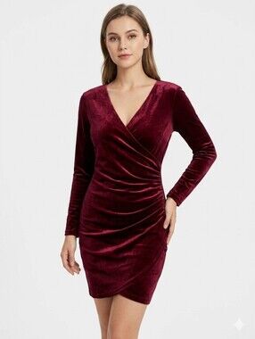 Guberry Dress Velvet Burgundy  Size Medium